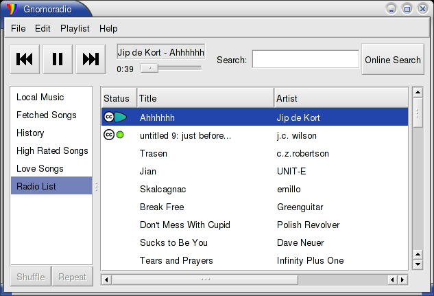 Gnomoradio screenshot